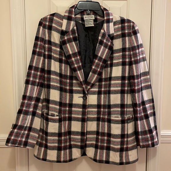 Plaid Oversized Wool Blazer - Picture 1 of 10